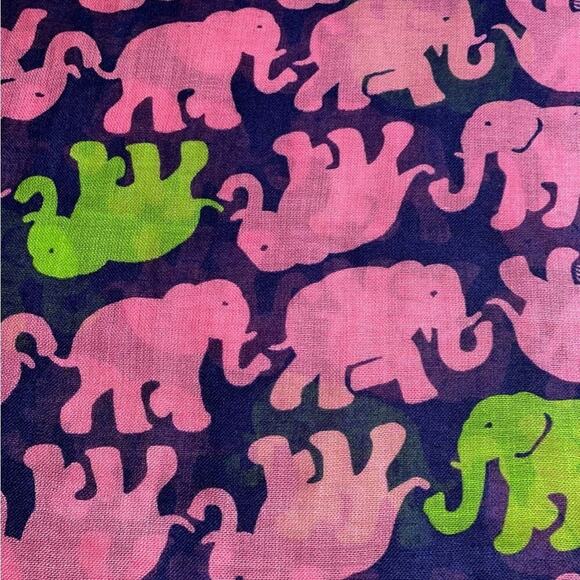 Lilly Pulitzer Tusk in Sun Murfee Silk Cashmere Elephant Pink Navy Scarf - Picture 7 of 11
